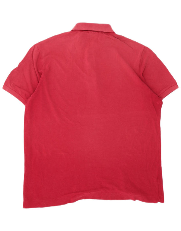 Lacoste Herren-Poloshirt, Größe 7 2XL, burgunderrote Baumwolle