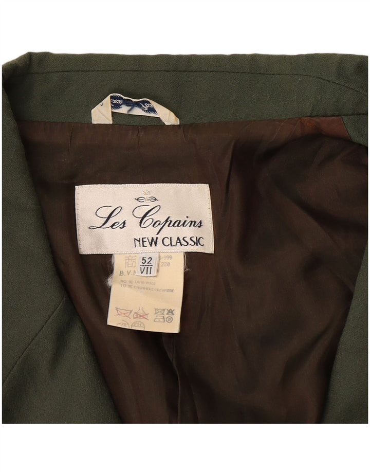 Les Copains Damen 2-Knopf-Blazerjacke IT 52 2XL Khaki Wolle