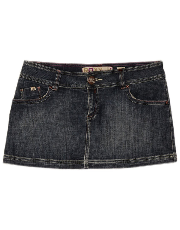 Roxy Damen Mini-Jeansrock mit gerader Passform, US 12, Größe L, W32, blaue Baumwolle