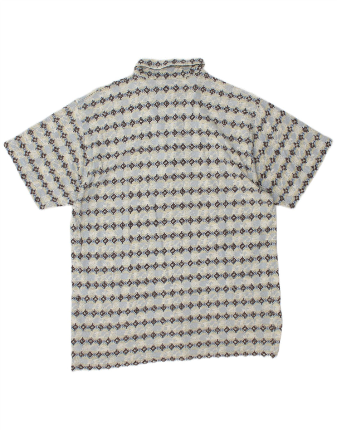 SAVVY Herren-Poloshirt mit Reißverschluss am Hals, mittelblaue Argyle-/Diamant-Baumwolle
