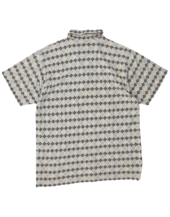 SAVVY Herren-Poloshirt mit Reißverschluss am Hals, mittelblaue Argyle-/Diamant-Baumwolle