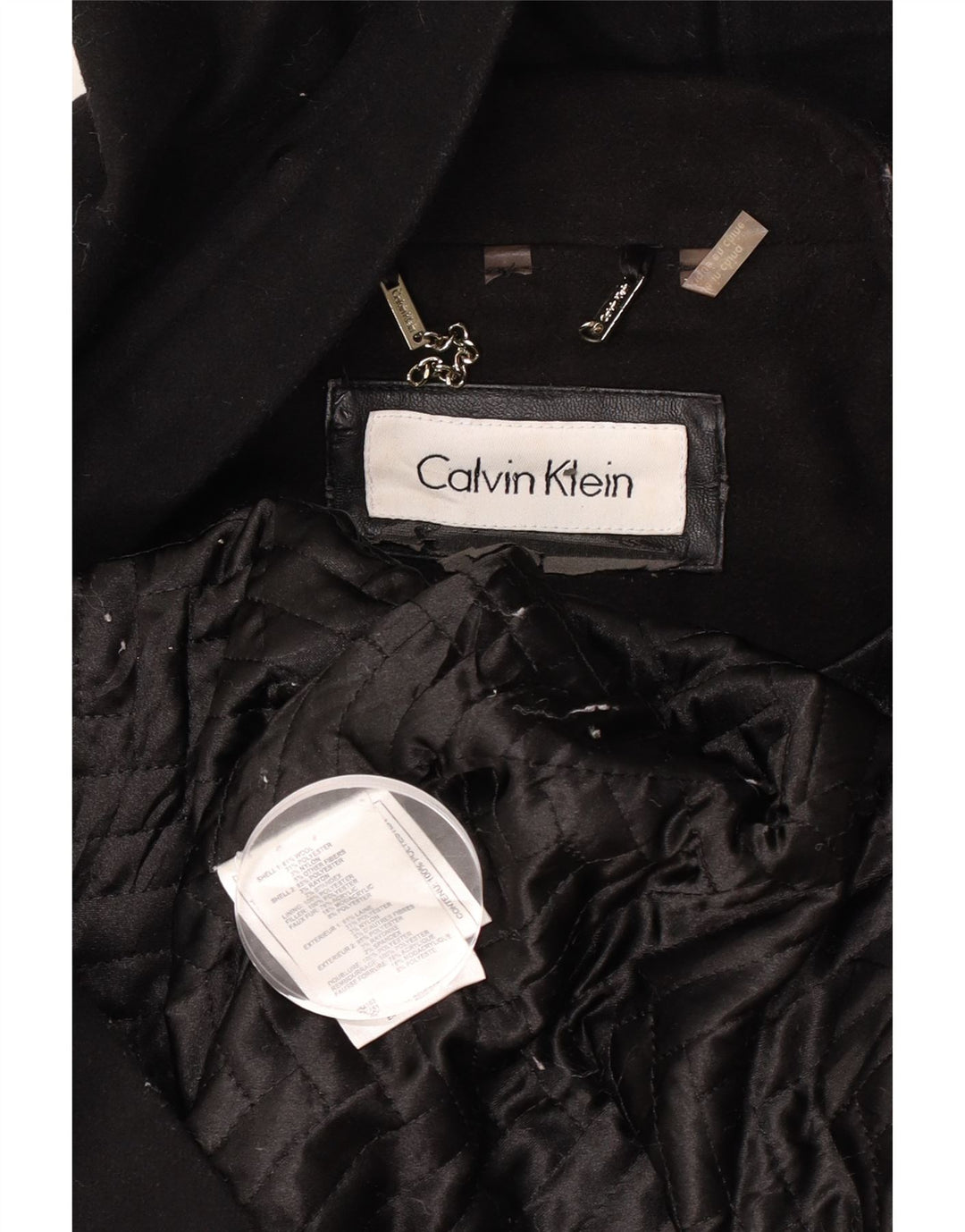 Calvin Klein Damen Kapuzenmantel UK 16 Große schwarze Wolle