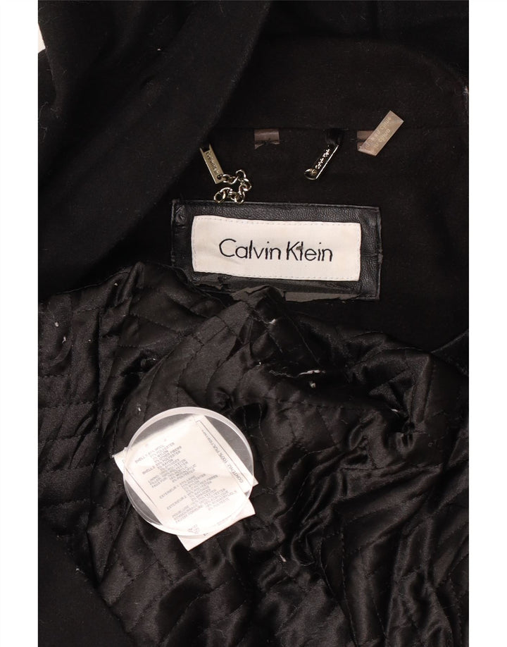 Calvin Klein Damen Kapuzenmantel UK 16 Große schwarze Wolle