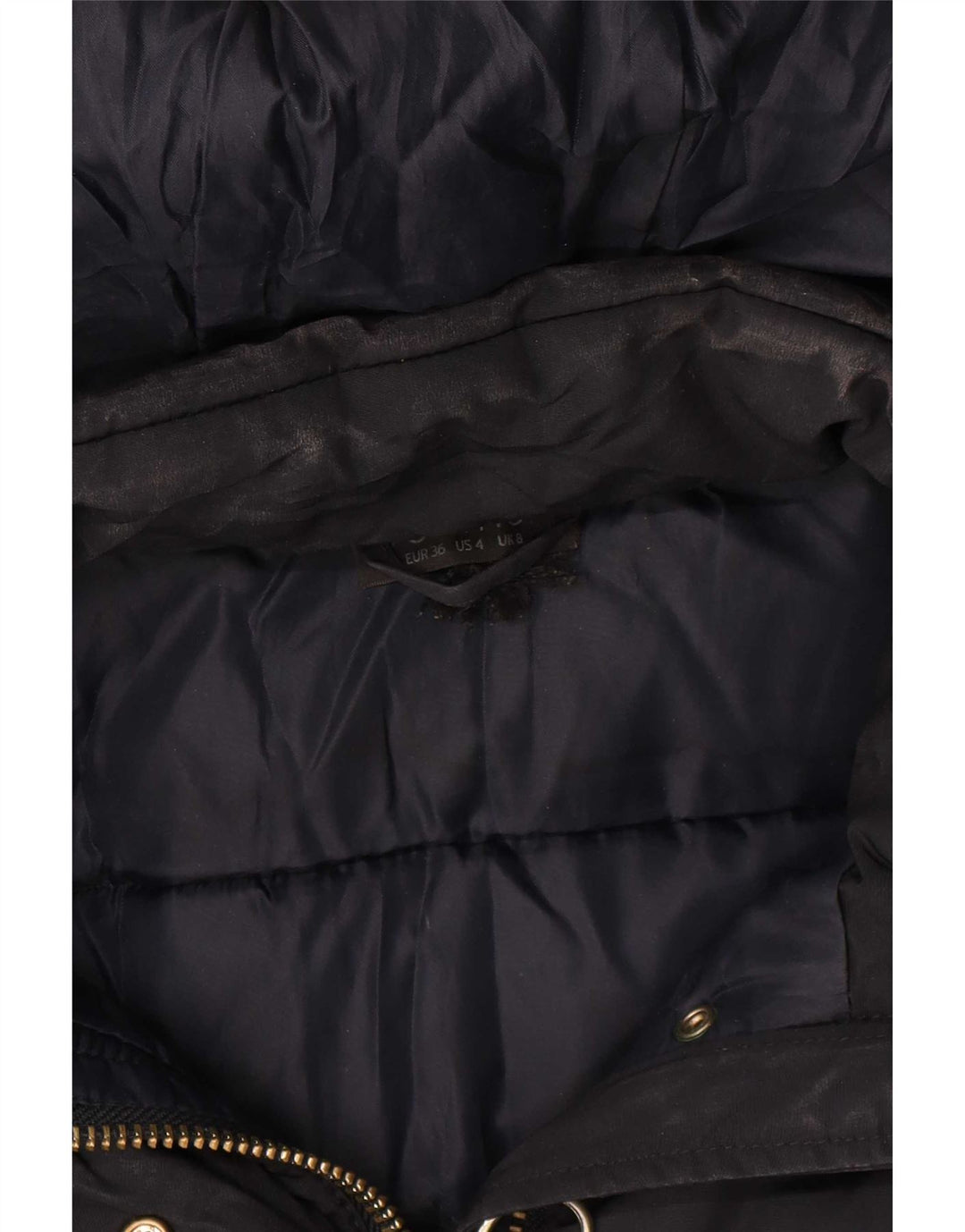 Topshop Damen-Jacke mit Kapuze, wattiert, Größe S, Marineblau, Polyester