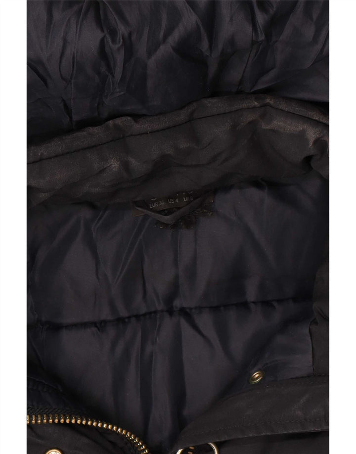 Topshop Damen-Jacke mit Kapuze, wattiert, Größe S, Marineblau, Polyester