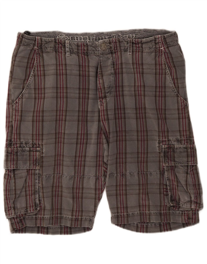 Scorpion Bay Herren-Cargoshorts W36, große grau karierte Baumwolle