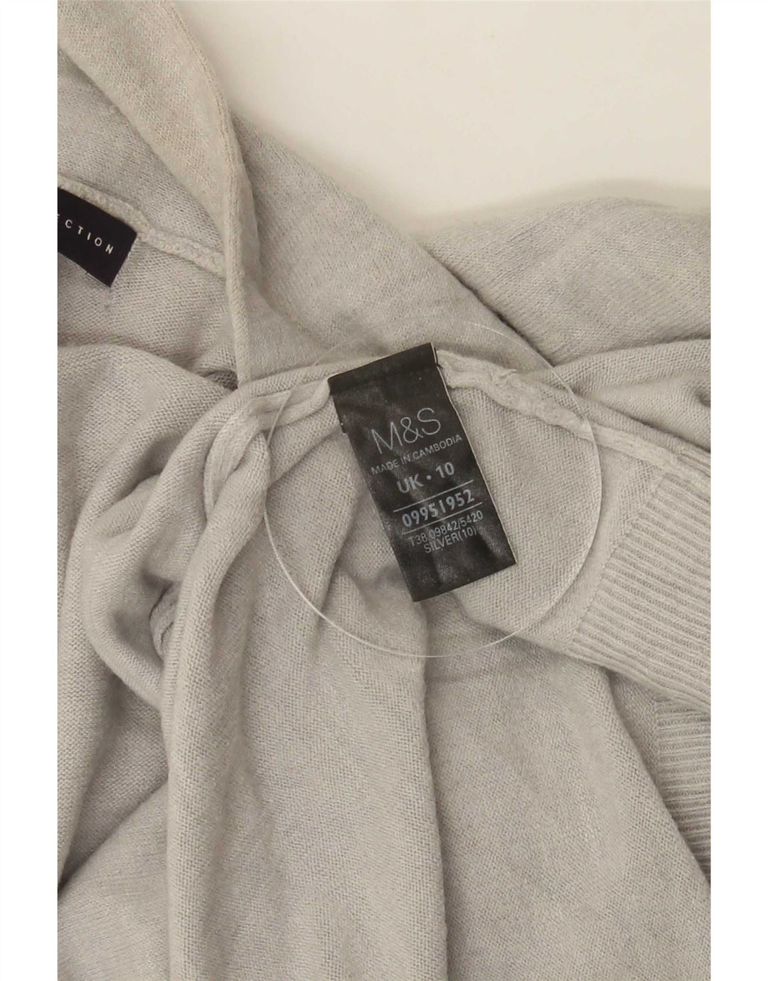 Marks & Spencer Damen Longline-Cardigan-Pullover UK 10 Klein Silber Acryl