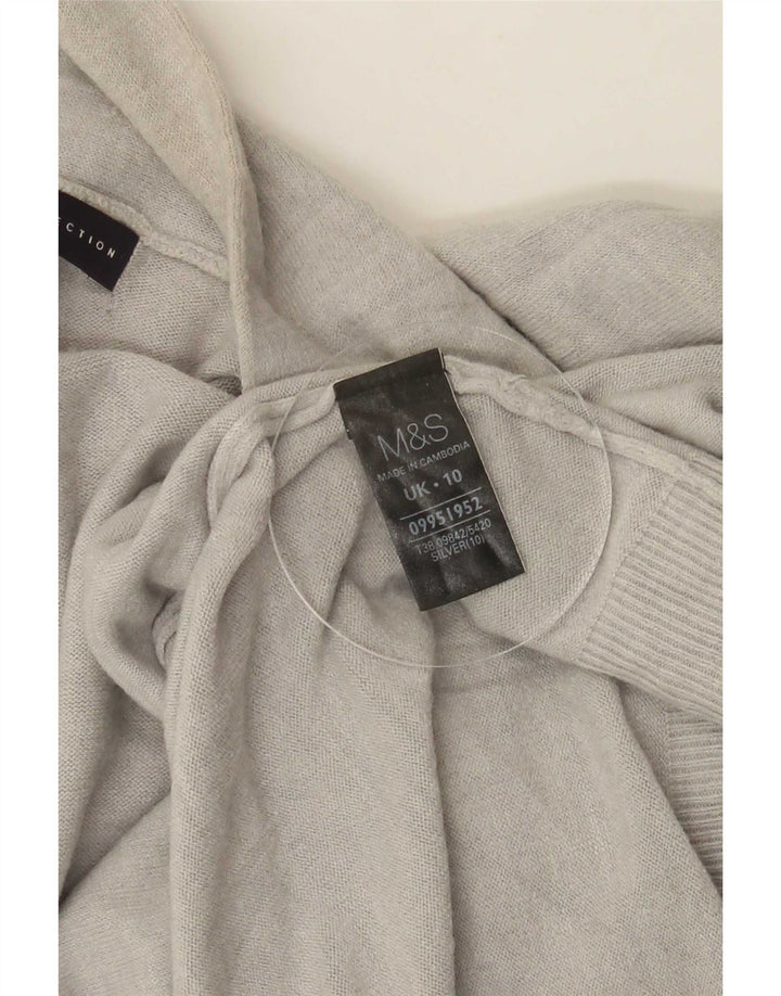 Marks & Spencer Damen Longline-Cardigan-Pullover UK 10 Klein Silber Acryl