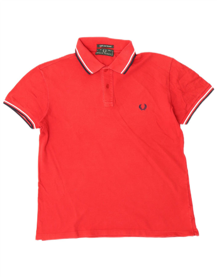 Leichtes und dehnbares Herren-Poloshirt aus mittelroter Baumwolle von Fred Perry