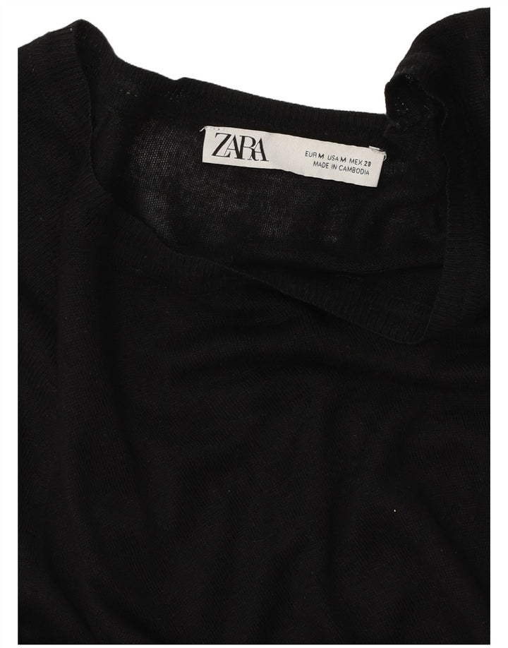 Zara Damen-Pullover mit U-Boot-Ausschnitt, Gr. 14, mittelschwarz