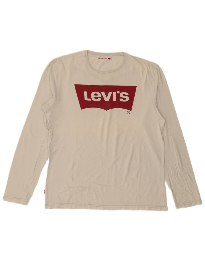 LEVI'S Herren-Oberteil mit Grafik, langärmelig, groß, aus weißer Baumwolle