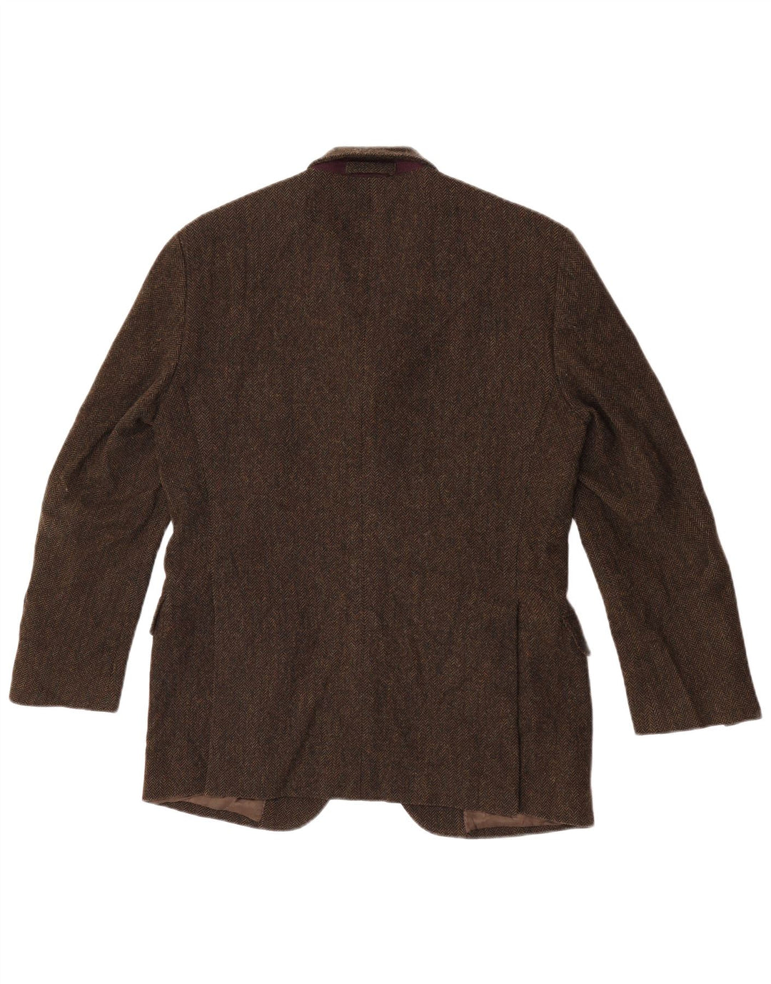 Massimo Dutti Herren-Blazer mit 3 Knöpfen, EU 48, mittlerer Khaki-Fischgrätenmuster