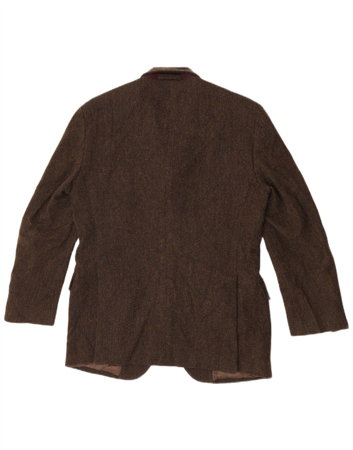 Massimo Dutti Herren-Blazer mit 3 Knöpfen, EU 48, mittlerer Khaki-Fischgrätenmuster