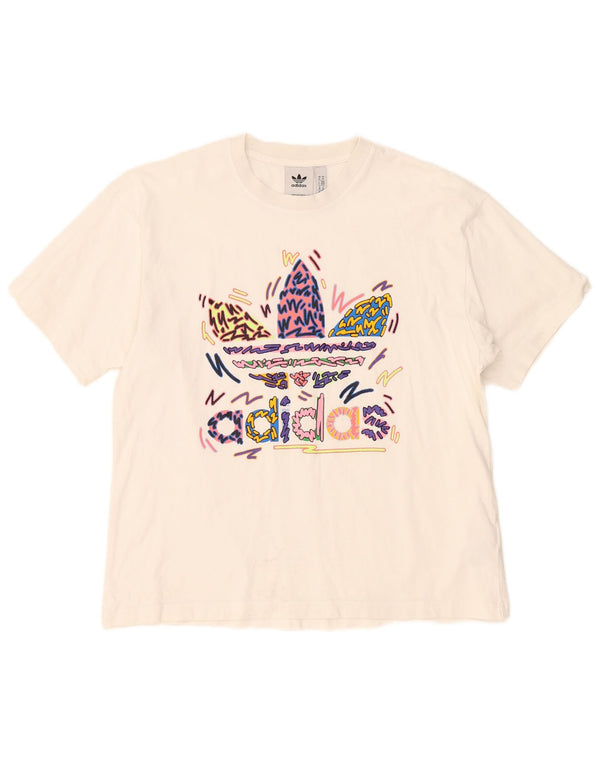 Adidas Herren Grafik-T-Shirt-Oberteil aus mittelweißer Baumwolle