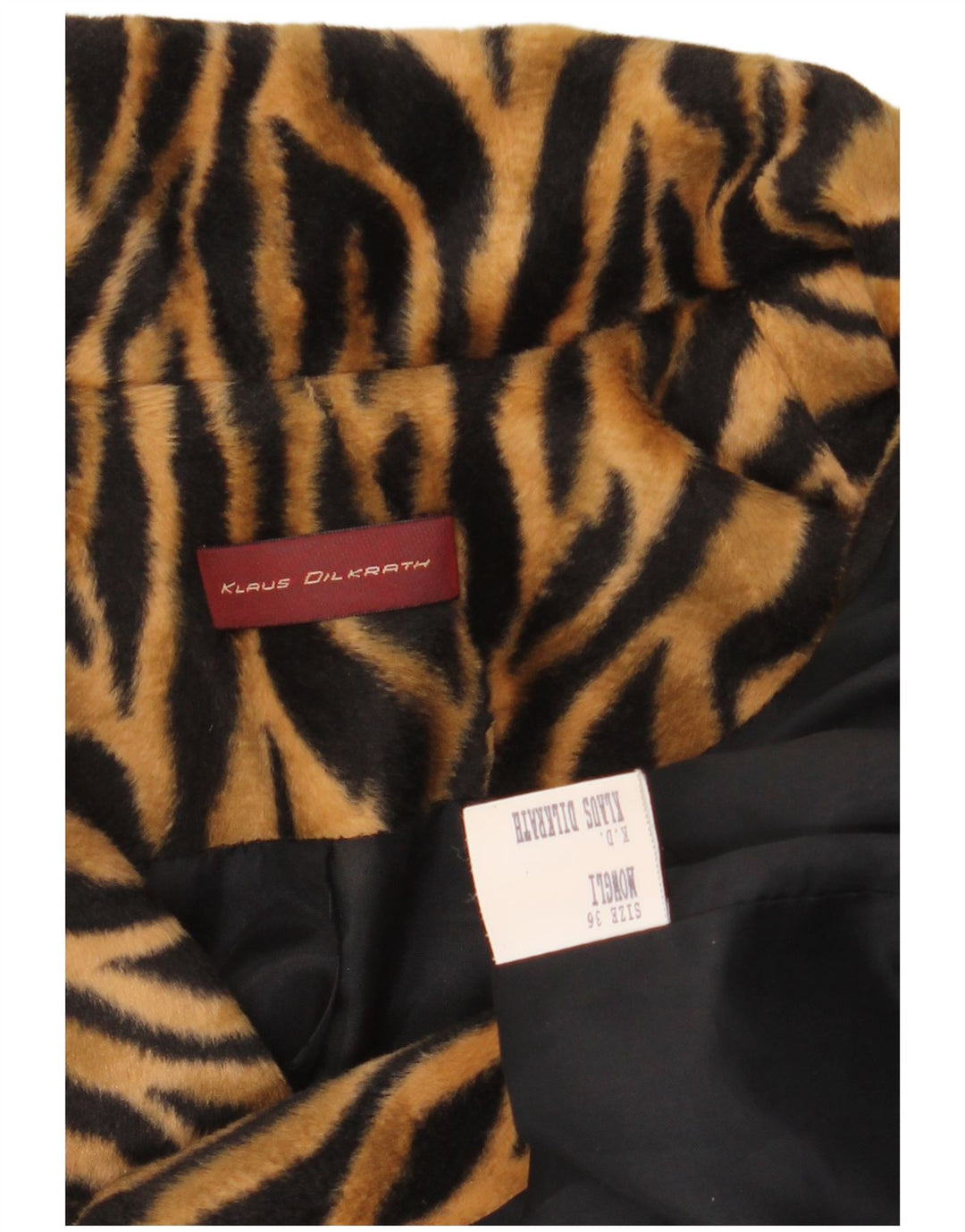 VINTAGE Damen 2-Knopf-Blazerjacke EU 36 Kleiner brauner Tierdruck