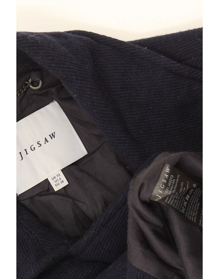 Jigsaw Womens Pea Coat UK 10 Small Marineblaue Wolle