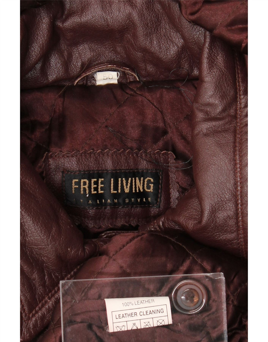 Vintage Damen Übergroßer Ledermantel mit Kapuze IT 50 XL Kastanienbraunes Leder