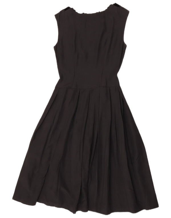 Vintage Damen Ärmelloses A-Linien-Kleid EU 36 Small Schwarz