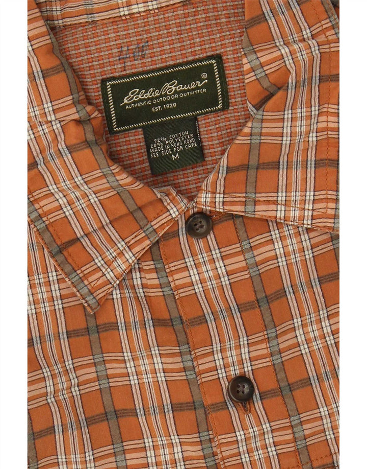 Eddie Bauer Herren Kurzarmhemd Medium Orange Check Cotton