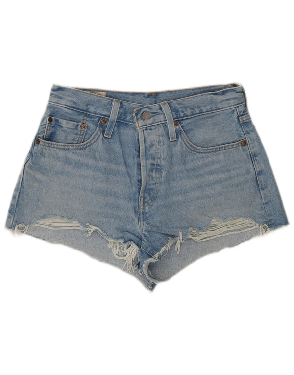 LEVI'S Damen 501 Distressed Denim Hot Pants W27 Small Blau Baumwolle