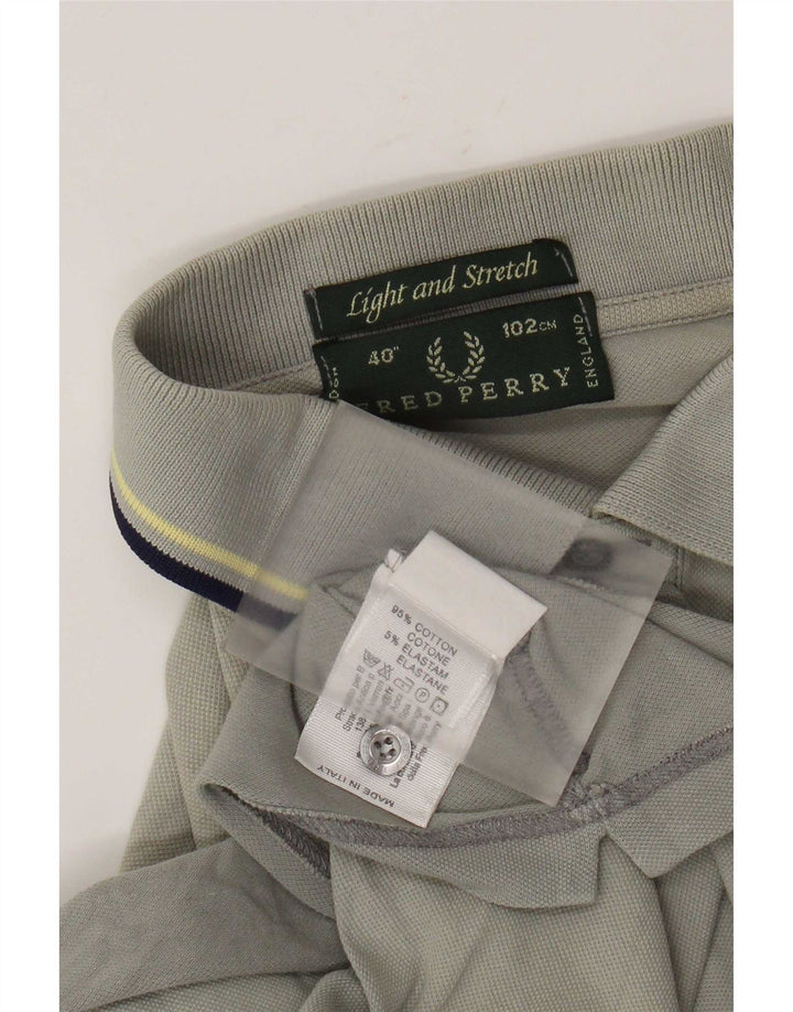 Fred Perry Herren-Poloshirt, klein, grau gestreift, Baumwolle