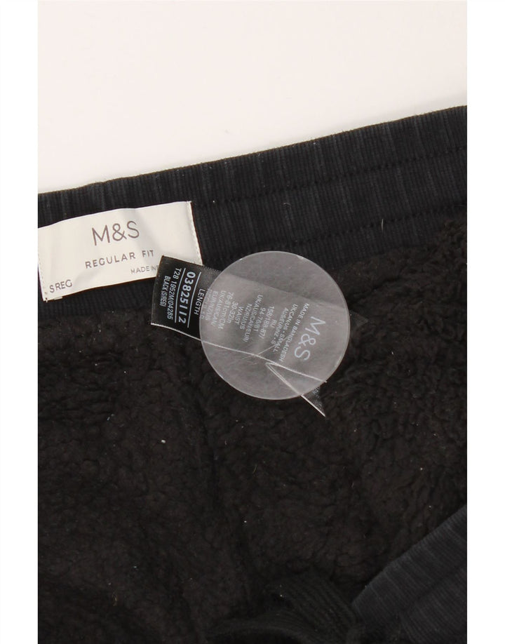 Marks & Spencer Herren-Windbreaker-Hose in normaler Passform, Größe S, schwarze Baumwolle