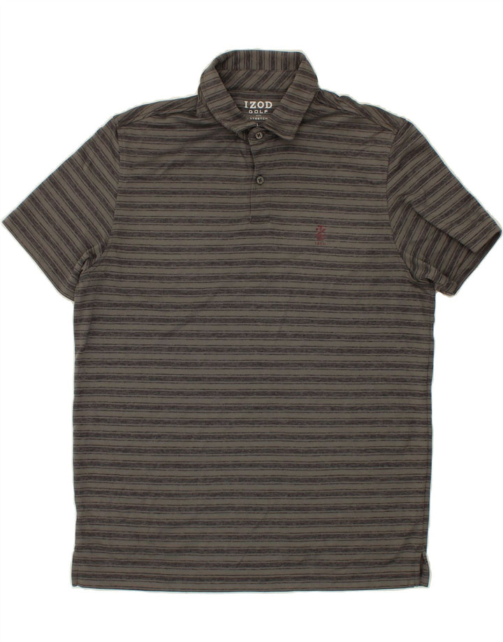 IZOD Mens Stretch Polo Shirt Large Grey Striped Vintage Izod and Second-Hand Izod from Messina Hembry 