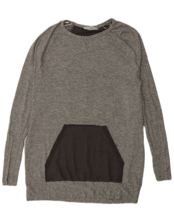 Zara Damen-Pullover mit U-Boot-Ausschnitt, Gr. 10, Größe S, Grau, Farbblock