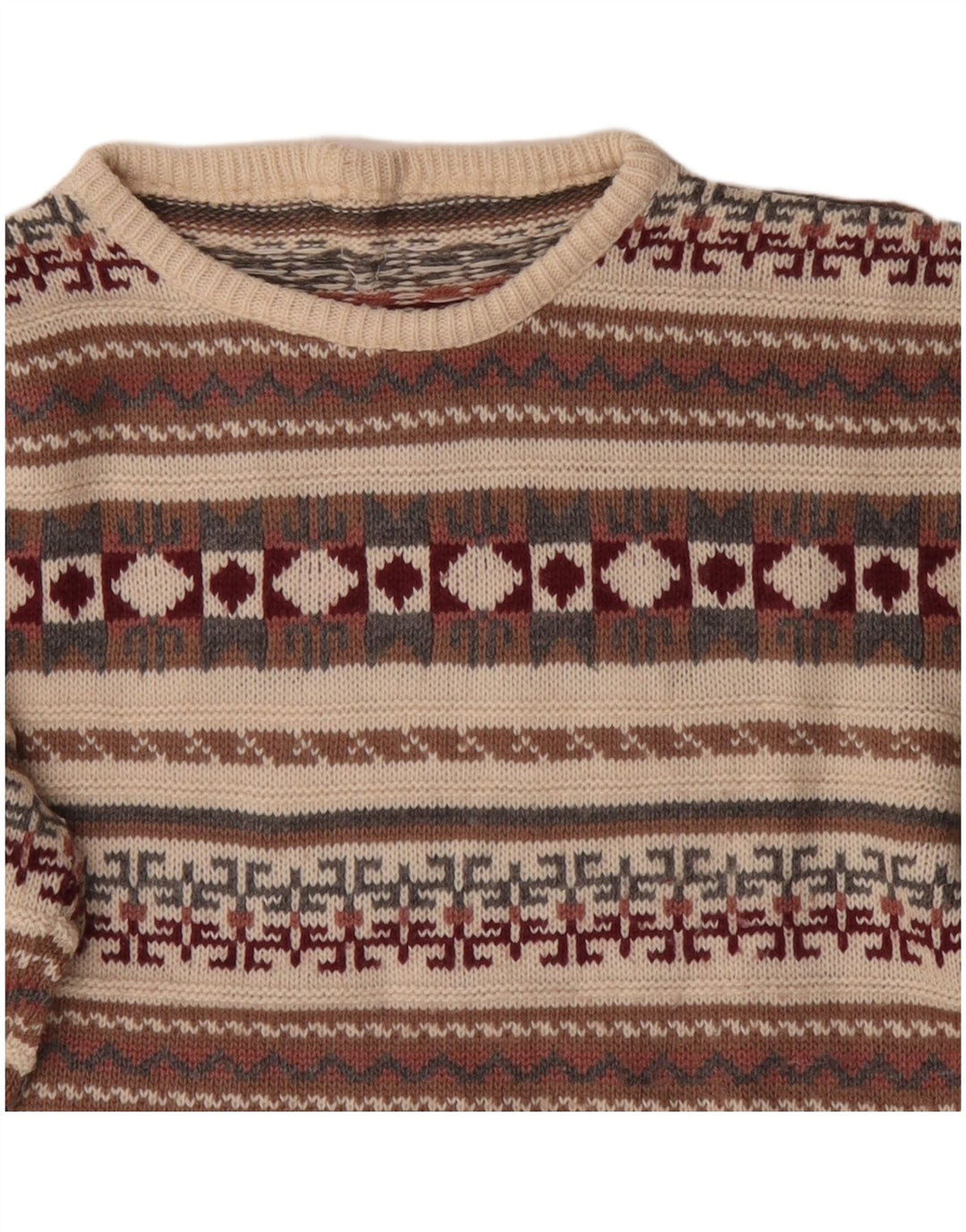 Vintage Herren Pullover mit Rundhalsausschnitt, mittelgroß, mehrfarbig, geometrisch