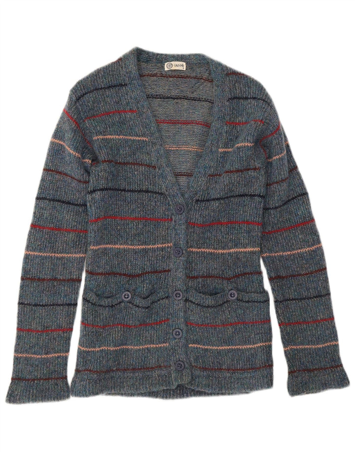 Gilmar Damen Strickjacke IT 42 Mittelblau gestreift