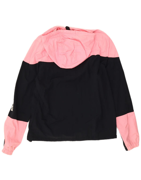 Superdry Womens Graphic Hooded Rain Jacket UK 18 XL Black Colourblock Nylon