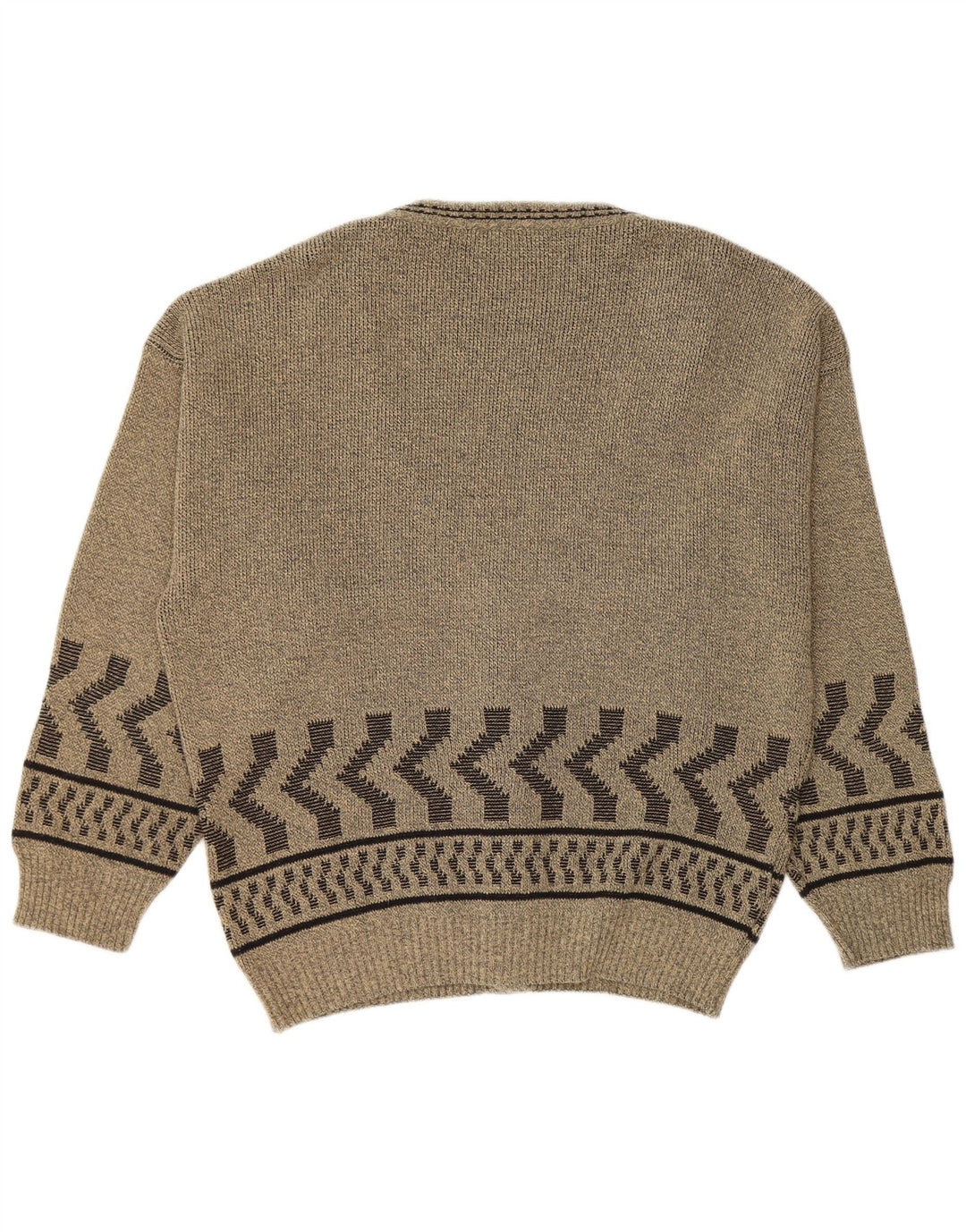 VINTAGE Herren Cardigan Pullover Große Khaki Geometrische Baumwolle
