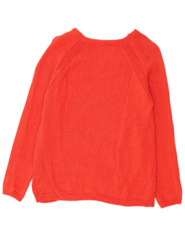Marks & Spencer Womens Boat Neck Jumper Sweater UK 14 Large Red Cotton