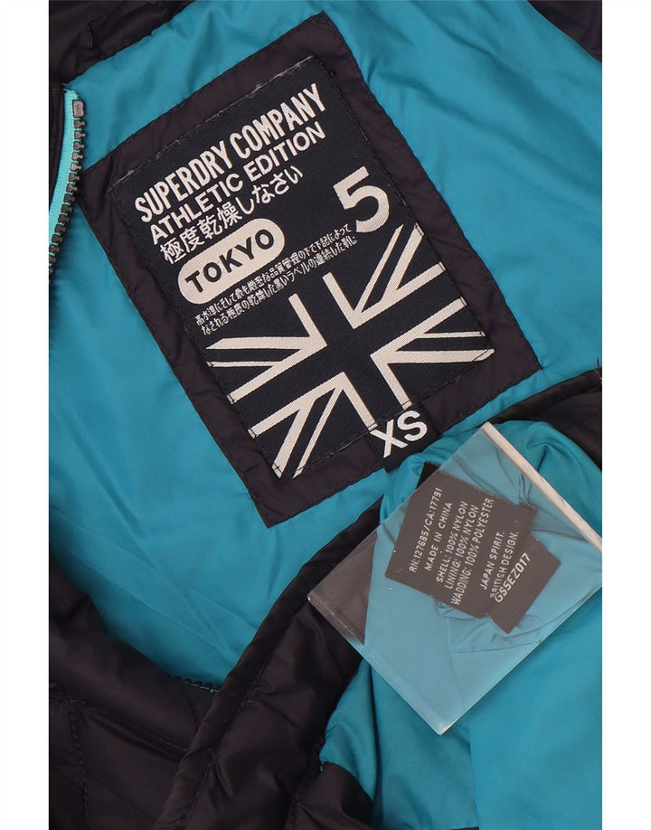 Superdry Damen Steppjacke mit Kapuze UK 6 XS Marineblau
