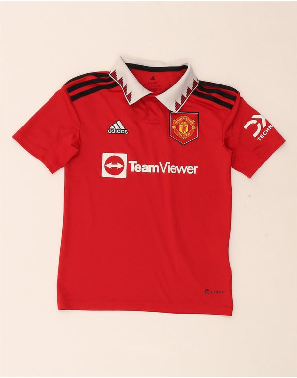ADIDAS Jungen Manchester United Grafik-Poloshirt, 9–10 Jahre, rotes Polyester