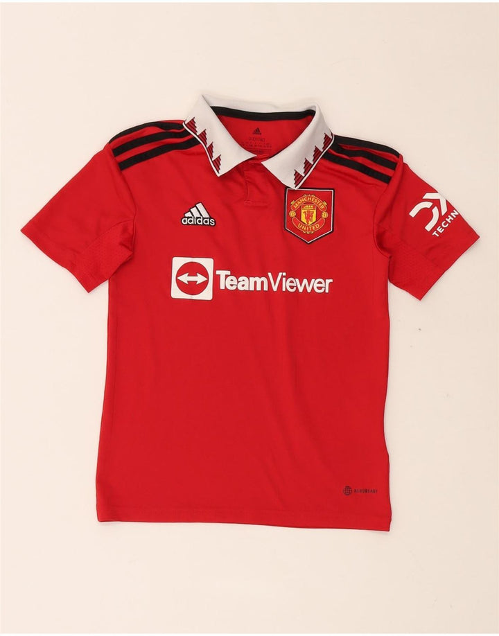 ADIDAS Jungen Manchester United Grafik-Poloshirt, 9–10 Jahre, rotes Polyester
