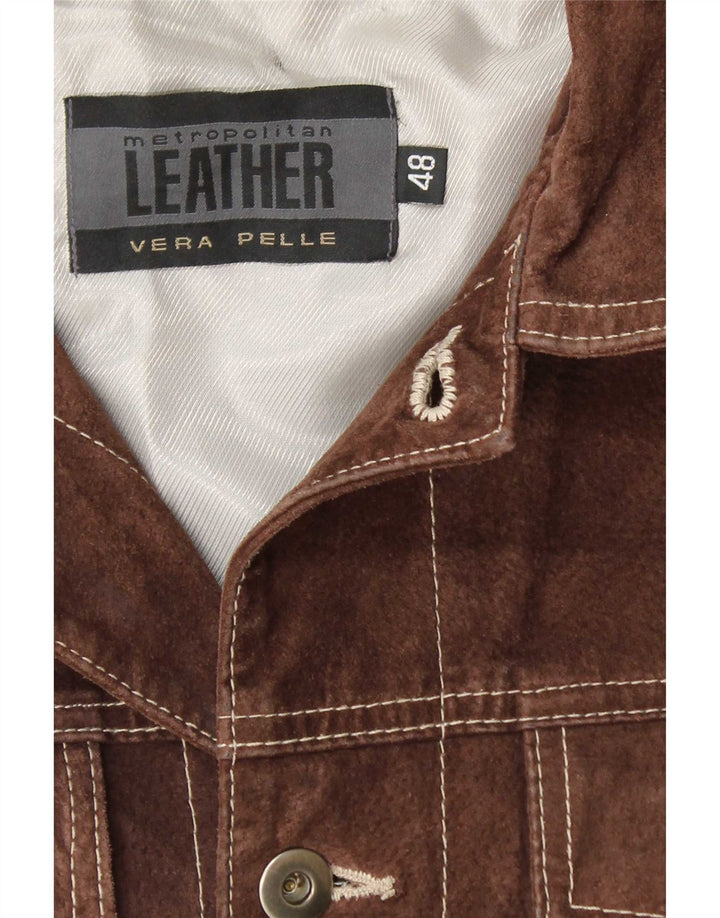 Metropolitan Herren Bomber-Wildlederjacke IT 48 Mittelbraunes Leder