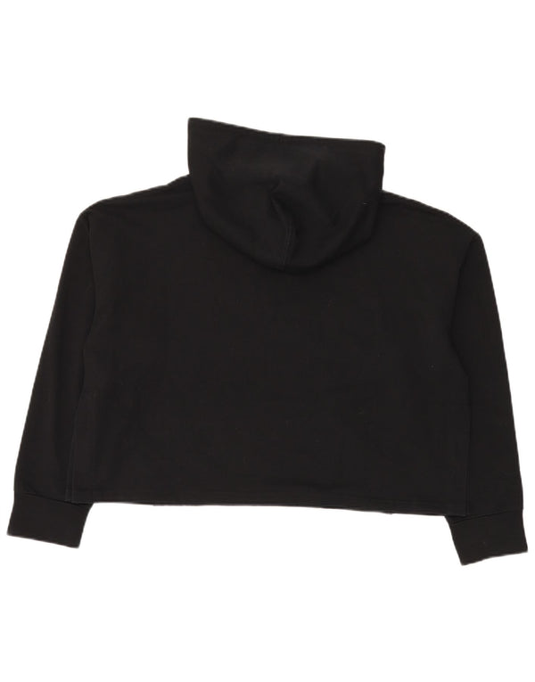 Puma Womens Crop Hoodie Jumper UK 16 Large Black Cotton