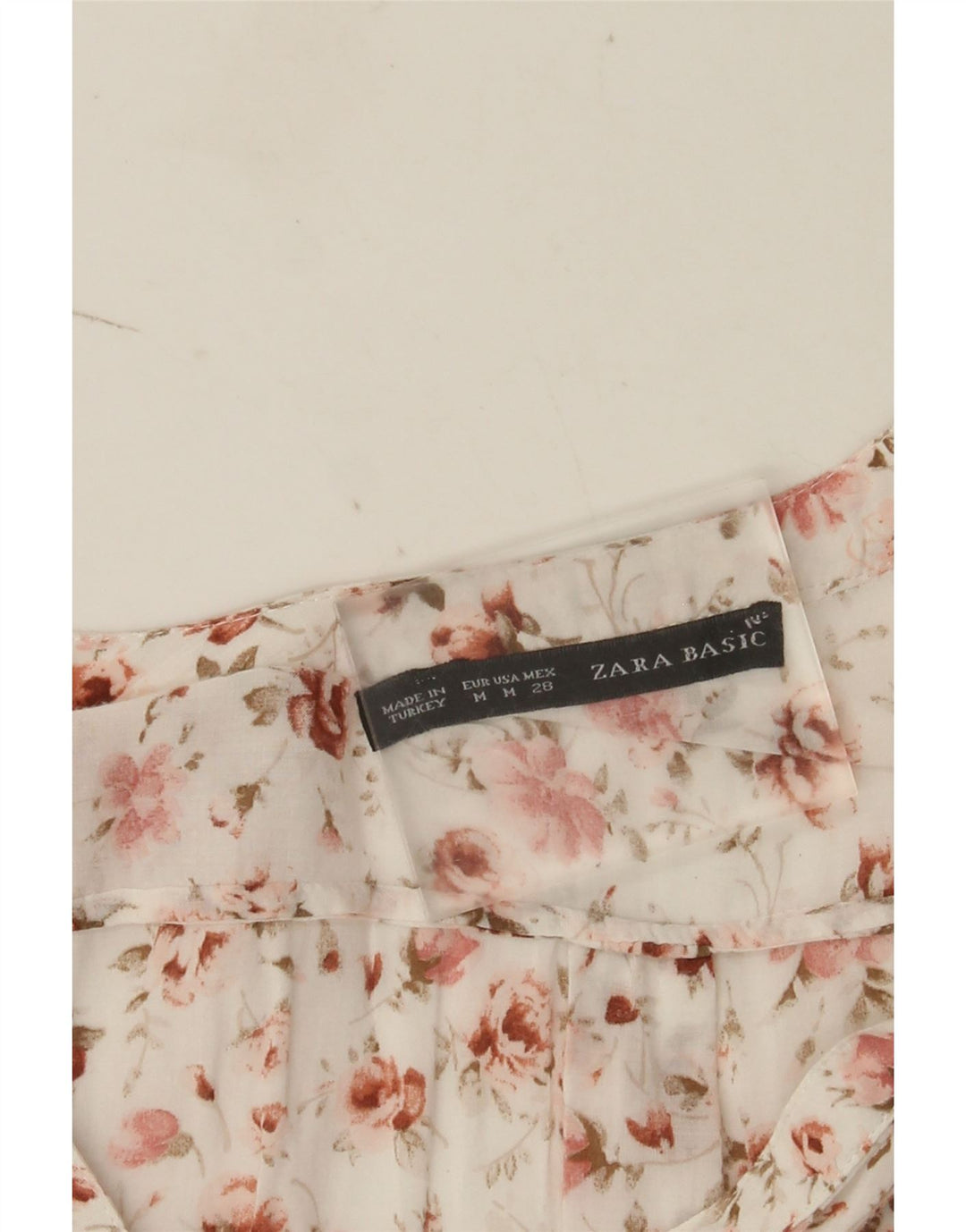 Zara Damen-Blusenoberteil mit 3/4-Ärmeln, UK-Größe 44, mittelweiß, geblümt