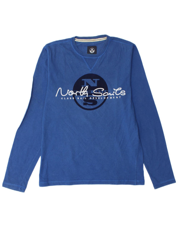 North Sails Herren Grafik-Oberteil, langärmelig, groß, aus blauer Baumwolle