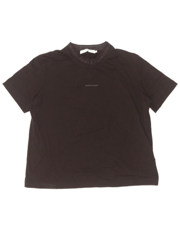 Calvin Klein Jeans Damen Grafik T-Shirt Top UK 18 XL Schwarz Baumwolle