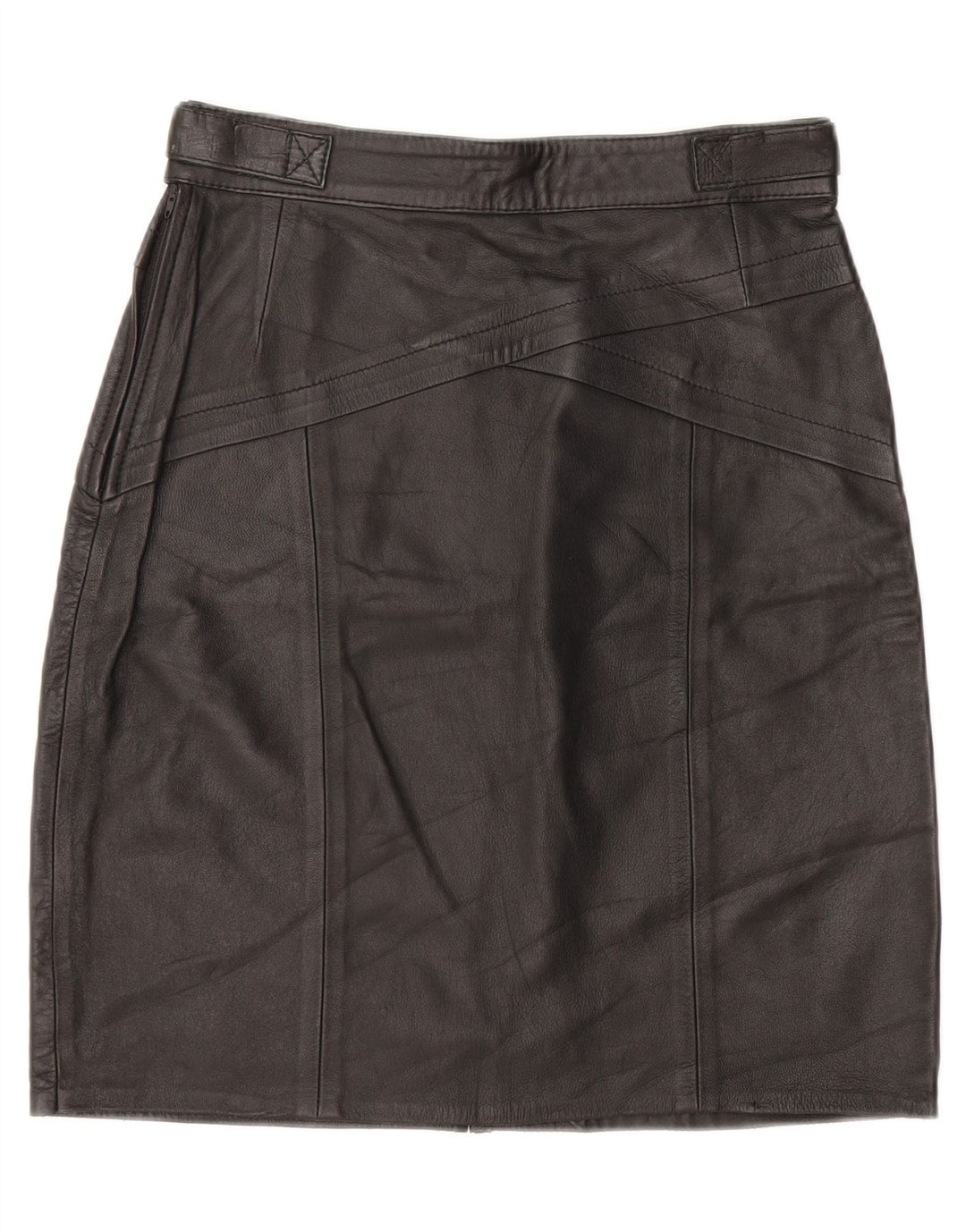 VINTAGE Womens Leather Skirt IT 44 Medium W28  Black Vintage Vintage and Second-Hand Vintage from Messina Hembry 