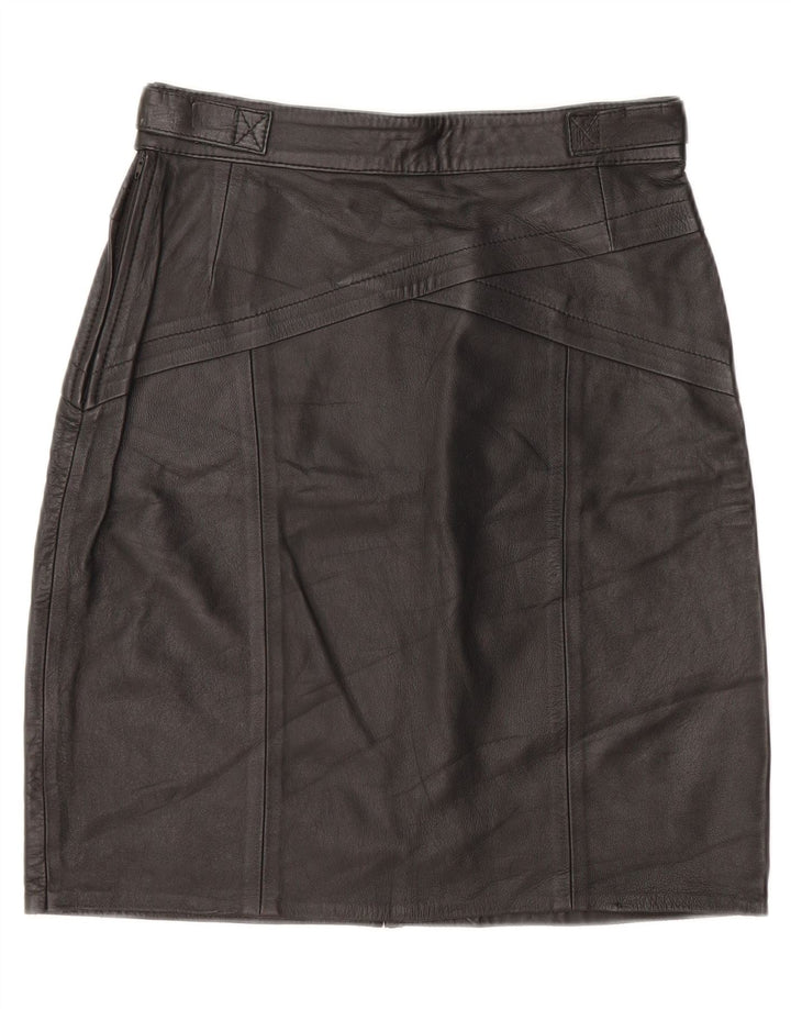 VINTAGE Womens Leather Skirt IT 44 Medium W28  Black Vintage Vintage and Second-Hand Vintage from Messina Hembry 