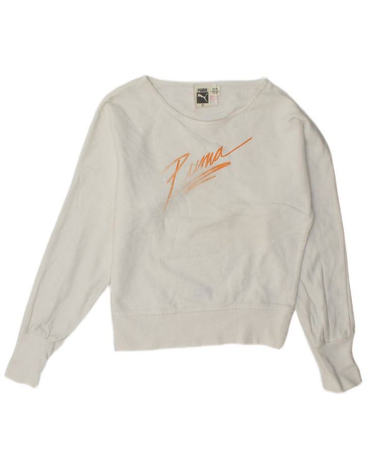 Puma Damen Graphic Sweatshirt Pullover UK 6 XS Weiß