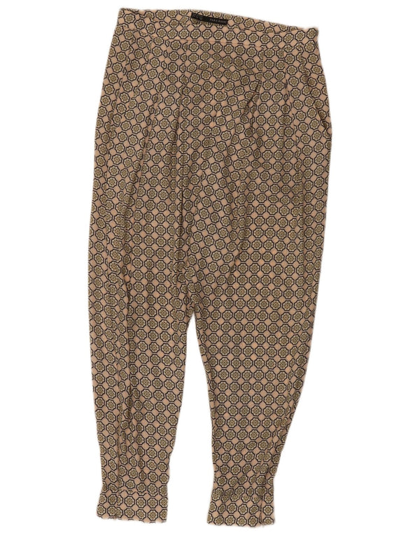 Zara Damen-Jogginghose mit Pegged-Cropped-Hose, Größe S, W26, L23, Beige mit Blumenmuster