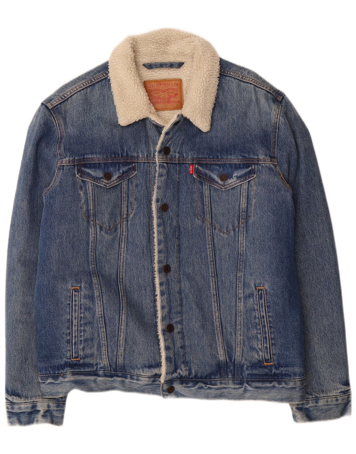 Levi's Herren-Denim-Sherpa-Jacke, UK 40, große blaue Baumwolle