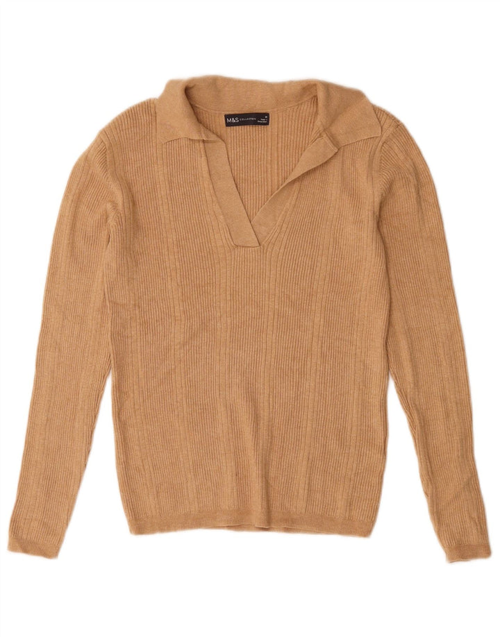 Marks & Spencer Damen-Pullover, übergroß, Rollkragenpullover, Gr. 10, Größe S, Beige