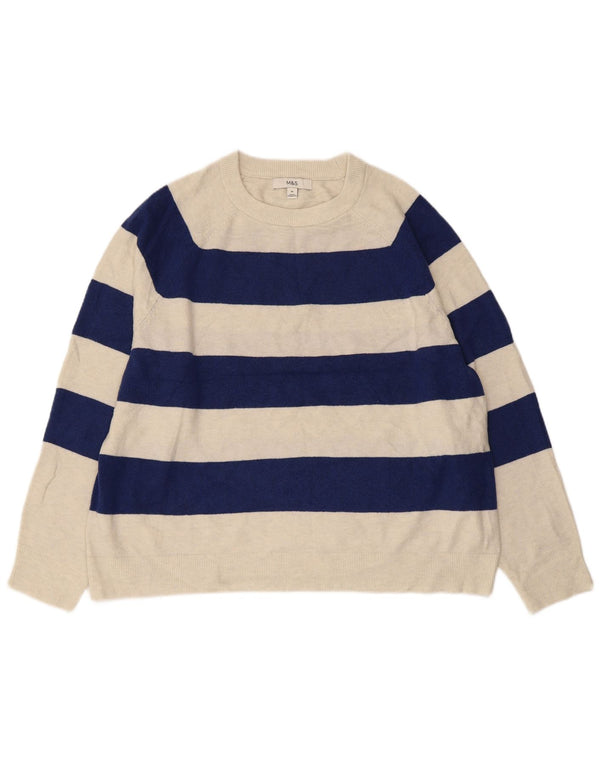 MARKS & SPENCER Damen Pullover mit Rundhalsausschnitt UK 18 XL Marineblau gestreift
