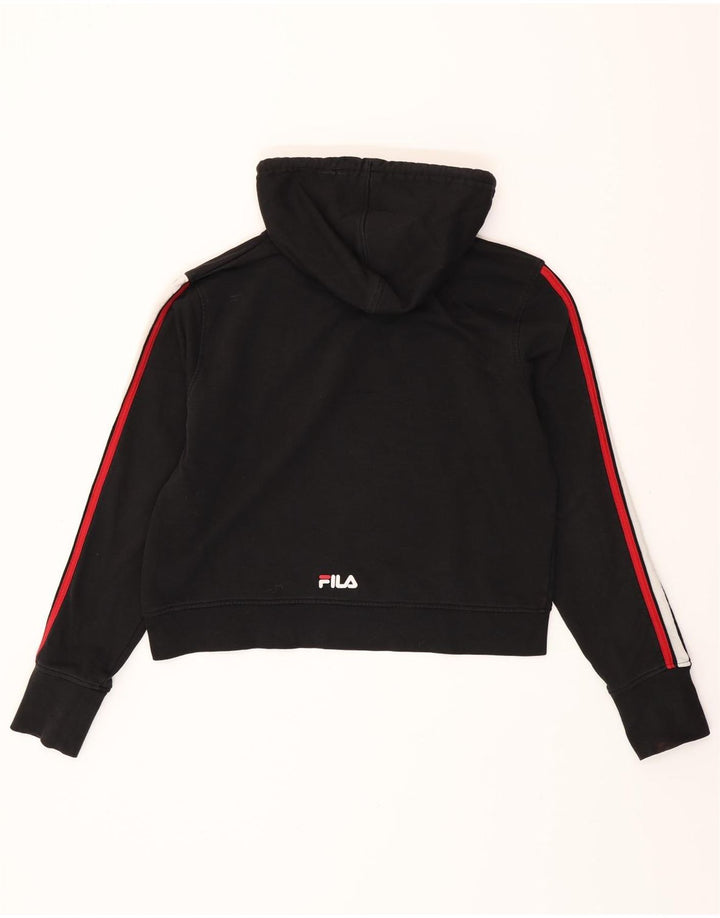 FILA Damen Crop Graphic Hoodie Pullover UK 18 XL Schwarz Colourblock Baumwolle