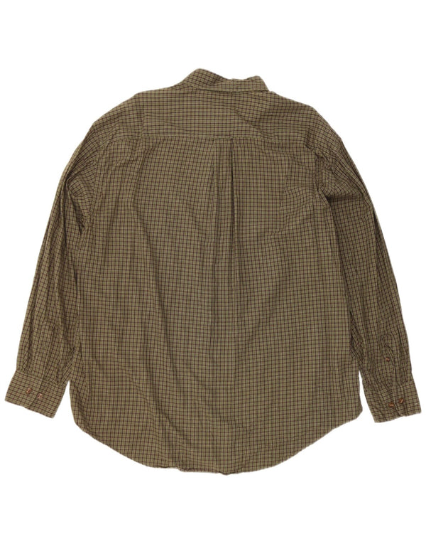 Nautica Herren-Flanellhemd XL, Khaki, kariert, Baumwolle